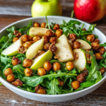 Fall Arugula Salad with Apples, Walnuts & Cinnamon Roasted Chickpeas