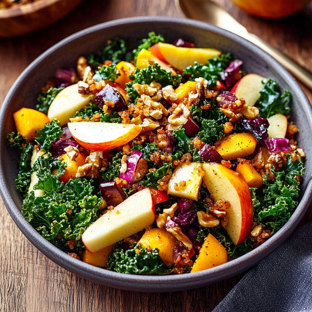Vegan Fall Harvest Salad with Apples and Kale