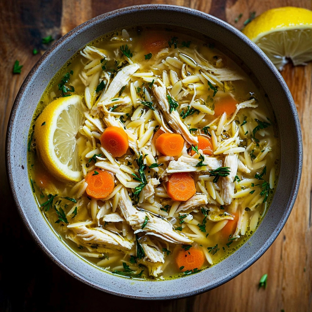 Crockpot Lemon Chicken Orzo Soup