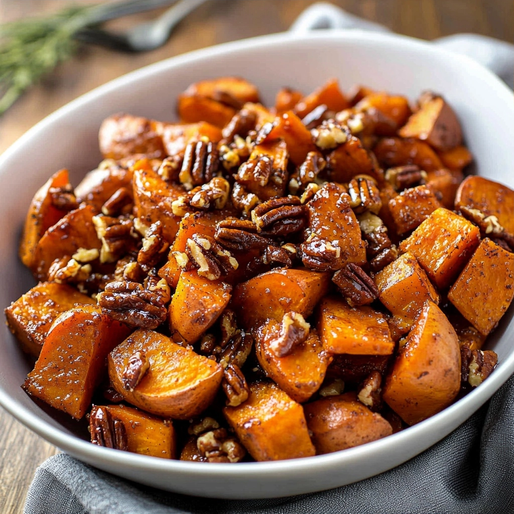 Brown Sugar Pecan Roasted Sweet Potatoes