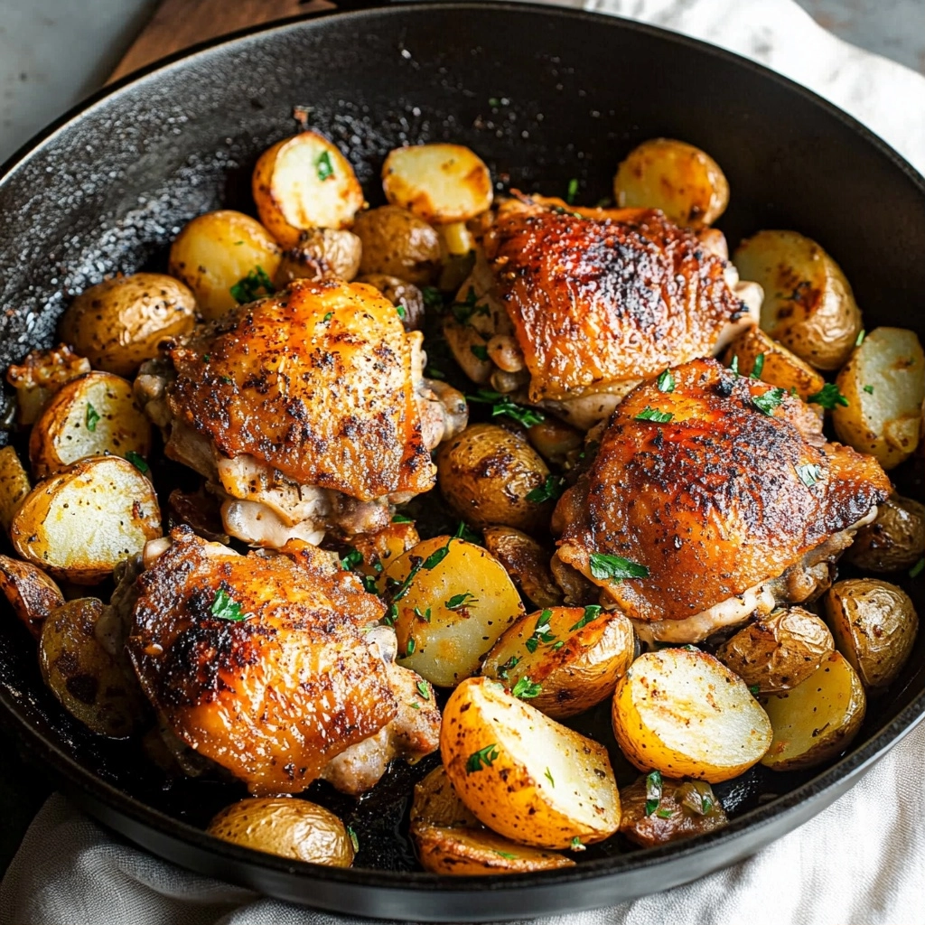 Skillet Chicken Thighs and Potatoes